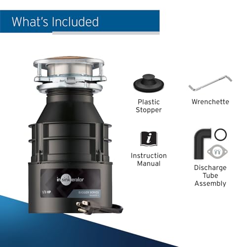 InSinkErator Badger 1 Garbage Disposal with Power Cord, Standard Series 1/3 HP Continuous Feed Food Waste Disposer, Badger 1 W/C - image 7