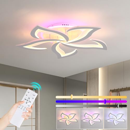 ZAITINZ Plafoniera LED Soffitto 5 Petali Moderna Dimmerabile 50W Bianco