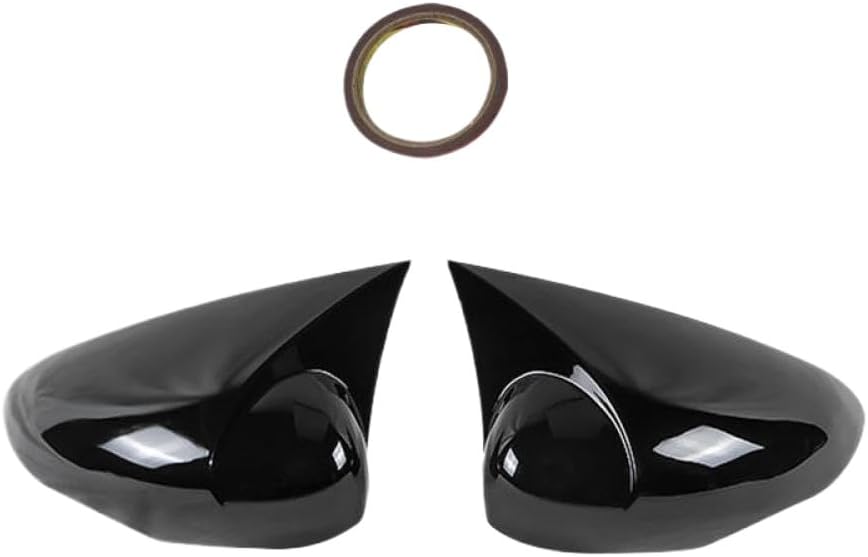 Bat Style Mirror Cover 2 Pieces Glossy Black Car Shields Exterior Accessory Compatible with Automotive Motorcycle Parts Fiesta 2008 2018 Mirror(Carbon Fiber Pattern)