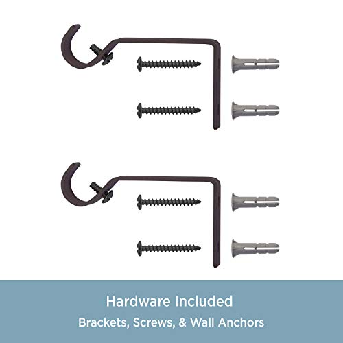 Kenney Chelsea 5/8" Standard Decorative Window Curtain Rod, 28-48", Weathered Brown #TOP3