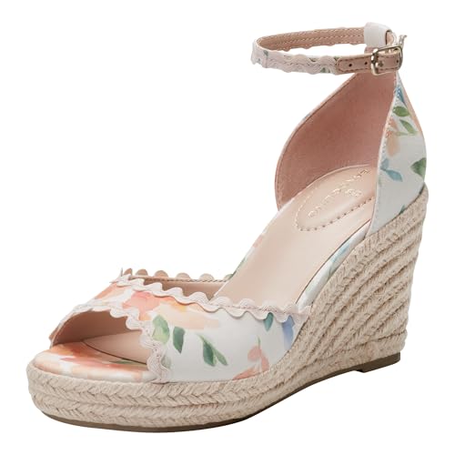 Bandolino Women's Kendri Wedge Sandal, Ivory Floral...