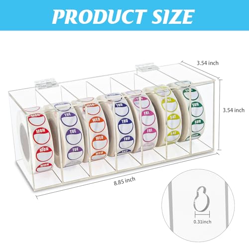Dlugopis DA-C0002 Acrylic Day Of The Week Covered Label Dispenser 7-Slot Dispenser Day Of The Week Label Dispenser Wall Mount Sticker Roll Dispenser thumb #1