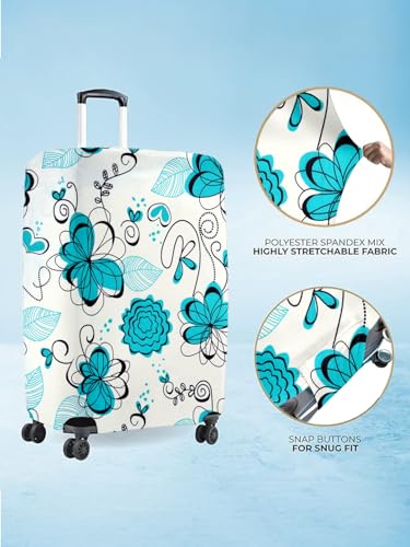 Image of Cortina Tropical Design Travel Suitcase Eco-Friendly Cover | Small | Fits 18-22 Inch Luggage | Polyester-Spandex | 55cm (20 inches) | Luggage Protectors | Anti Scratch /Dust | Pack of 1 | White 2