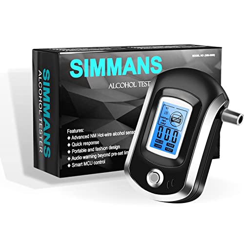 Alcohol Tester Breath Analyzer with 5 Mouthpieces Portable Alcohol Detector Breathalyzer Professional Police Alcohol Testing Machine LCD Digital Display Breath Tester Accurate (Model S-6)