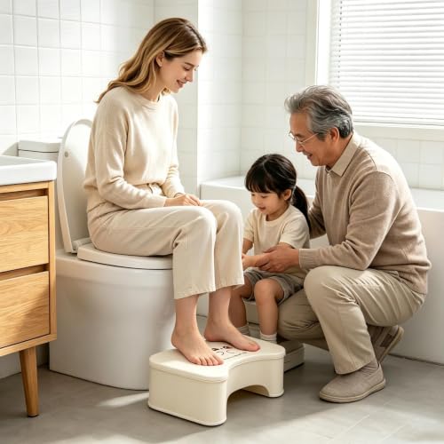 Escalón para inodoro y retrete con almacenamiento para personas mayores y niños 8
