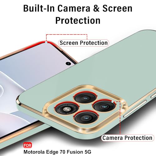 Image of TheGiftKart Luxurious Golden-Plated Back Cover Case for Motorola Moto Edge 70 Fusion 5G | Raised Lips for Camera & Screen Protection | Shockproof Design | Stylish Back Cover Case (TPU, Green)