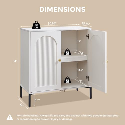 Image of IFGET Modern Buffet Cabinet with Storage, White / 92.63 inch W /141LBS