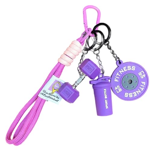 Kettlebell - Juego de llaveros de silicona con mango de metal, regalos motivacionales para gimnasio, Morado (, Talla única