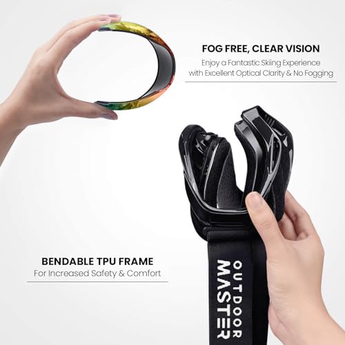 Image of OutdoorMaster OTG Ski Goggles - Over Glasses Ski /Snowboard Goggles for Men, Women & Youth - 100% UV Protection (Black Frame + VLT 36% Rose Lens)