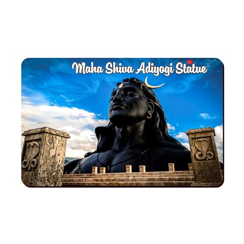 Flybuy Hub Elegant Fridge Magnet with Themes |Rectangular Size Refrigerator Magnet with Magnetic Rubber Back | Pack of 1, 8.6cm X 5.4cm (Maha Shiva Adiyogi Statue)