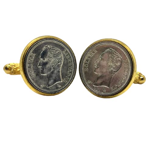 Genumis Gemelos para camisa: Genumis Bolívar - Moneda de plata 25 centavos Venezuela 1960 - Color Dorado - 16 mm