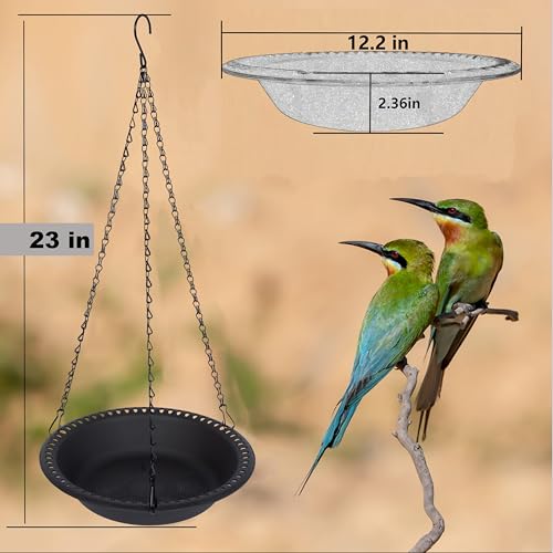 Alimentador de pássaros pendurado para banho de pássaros 30,5 cm, pacote com 2 bandejas de prato ali