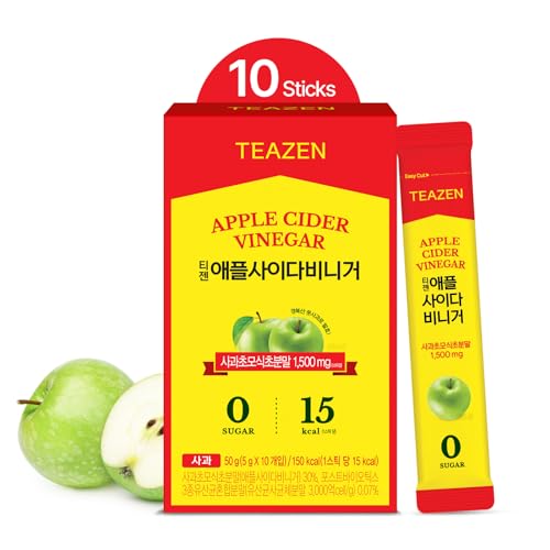 TEAZEN - Vinagre de Sidra de Manzana Sin Azúcar – Bebida Instantánea con Té Verde – 10 Sobres – Sin Azúcar, Vegano, Bajo en Calorías – Mezcla Japonesa para Energía y Metabolismo