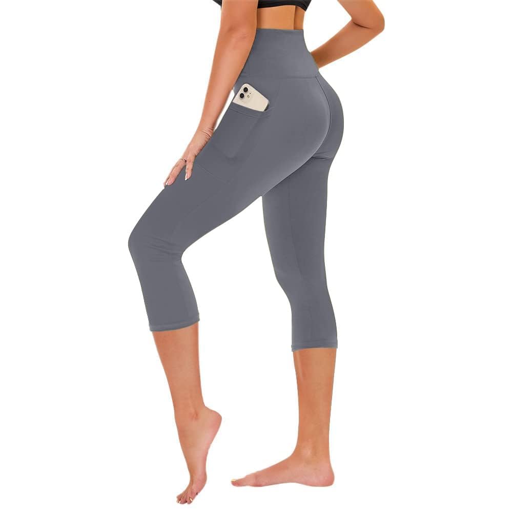 TNNZEET Capri Leggings for Women - Tummy Control High Waisted Soft Yoga Pants for Gym Workout