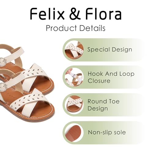 Image of Felix & Flora Toddler Girl Sandals - Little Girl Easter Dress Shoes Lightweight Open Toe Beach Holiday Flats