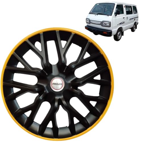 Image of Prigan Omni Black Yellow Wheel Cover 12 inch for -Omni (Set of 4 Pcs) (Press Fitting) Model- GT Line Black Yellow 12