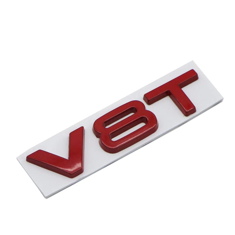 Image of Nameplate Compatible for V8 T Chrome Emblem 3D Trunk Logo Badge Compact Decoration(Red)