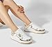 LUCKY STEP Women's Lace Up Fashion Casual Sneakers Low Top Walking Shoes Platform Comfort Non Slip Tennis Shoes(10 M US White Gold)