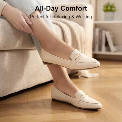 Image of MUSSHOE Loafers for Women Pointed Toe: Dressy Gold Bit Flats, Suede BusinessCasual Slip On Shoes for Office Work,Interview & Teacher