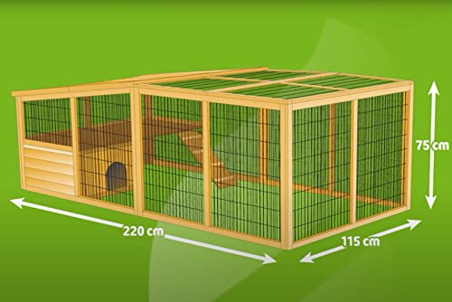 Kerbl Pet Freigehege mit Ausbruchsperre, Freigehege, Auslauf, 220x115x75cm, Spießtanne, Hasen, Kaninchen, Kleintiere, überdacht