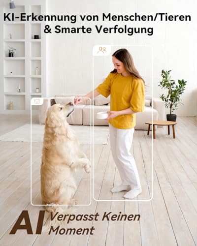 Imou Überwachungskamera Innen mit 2K Dual-Objektiv, 2.4GHz/5GHz WLAN, Personen-/Haustiererkennung, Farbnachtsicht, 360° PTZ Kamera Überwachung Innen, Auto Tracking, 2-Wege-Audio, Sirene,Privater Modus