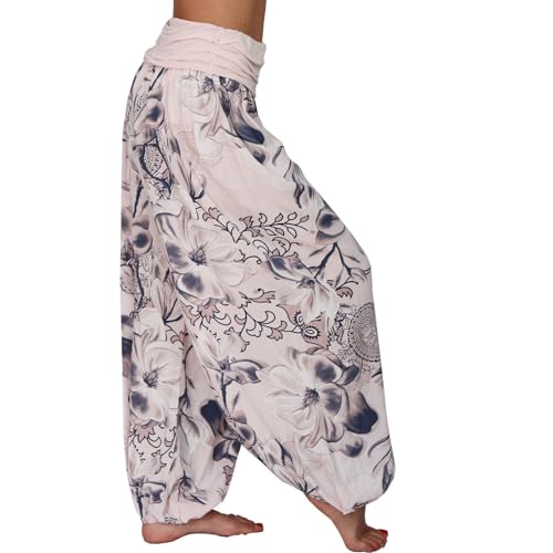 Pantalon décontracté durable imprimé intégral jambes larges rose taille M - 3