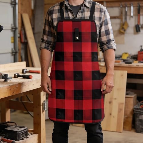Delantal de trabajo unisex con 8 bolsillos y ajuste cruzado miniatura 5