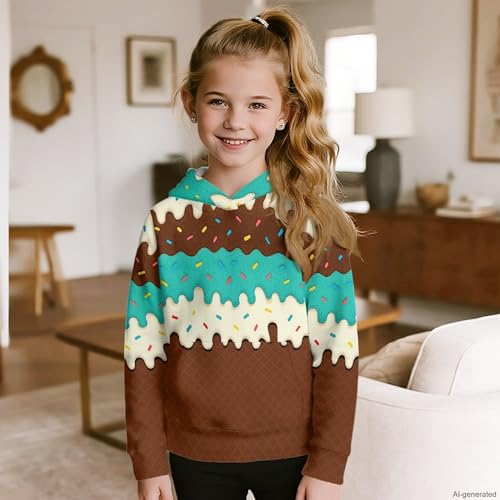 Image of Coloranimal Unisex Girls and Boys Long Sleeve Hoodies Hoody Athletic Pullover Sweatshirts Tops Age 6-16year
