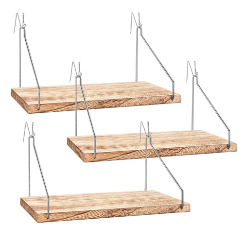 Fabric Wall Cubicle Shelf with Hooks for Work Decor 11.8 Wooden Cubicle Organizer Storage Shelf with Hangers Cubicle Accessories for Women Men Desk 3 Pack