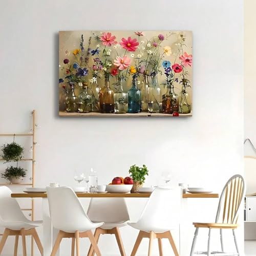 Art floral bohème pour habiller un grand mur vide de salon