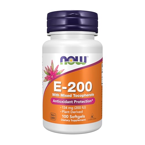 NOW Foods Supplements Vitamin E-200 IU Mixed Tocopherols Antioxidant Protection* 100 Softgels