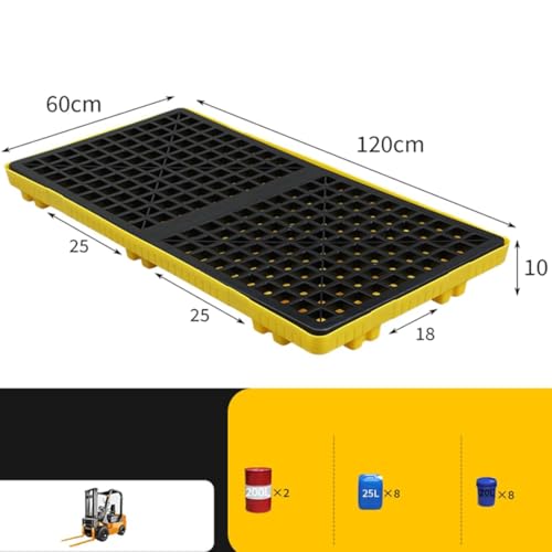 Générique Bac de rétention empilable Robuste avec Drain, bac de rétention en PEHD pour seaux d'huile et de Peinture, Plateforme de Stockage Industrielle antidérapante, 120 x 60 x 10 cm