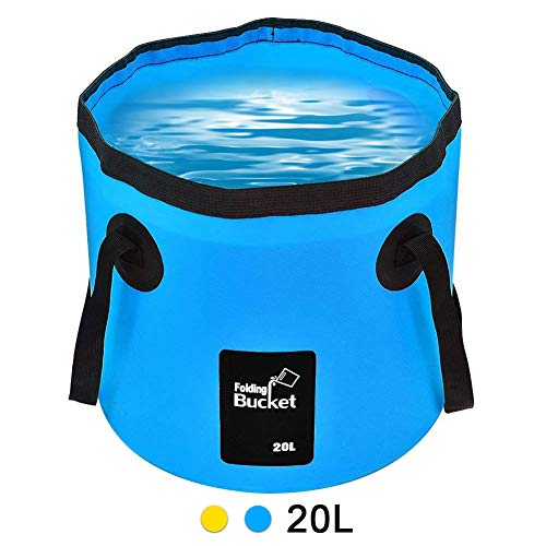 AUTOPkio Seau Pliant 20L - Portable Seau Pliable Transporteur d'eau Bac De Lavage pour Camping Randonnée Pêche Voyage, Bleu