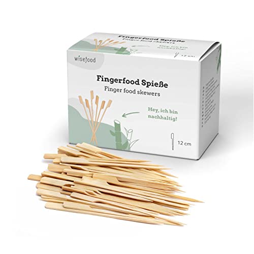 Wiseware Lot de 250 brochettes en bambou 12 cm - Brochettes pour barbecue - Couverts jetables - Biodégradables - Naturel, stable, respectueux de l'environnement Cover