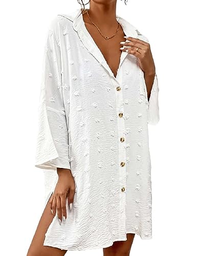 Bsubseach Frauen Badeanzug Coverup Button Down Shirt Kleid Strand Cover Up...