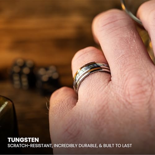 Manly Bands: Ocean-Inspired Mens Wedding Bands and Rings - Unique Wedding Band with Abalone Shell, Stylish Ring for Men - Free Silicone Ring Included4