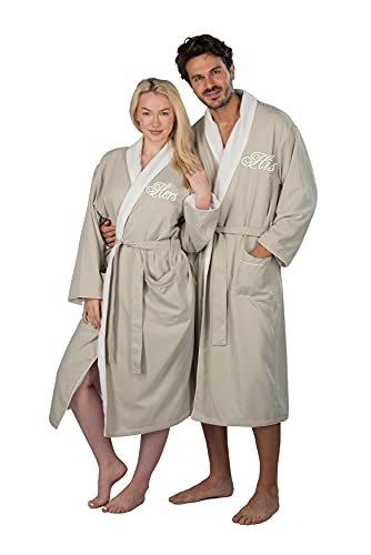 Luxury Gift Set |His and Hers GREY Lined Gabardine Robes | Includes a Gift Box