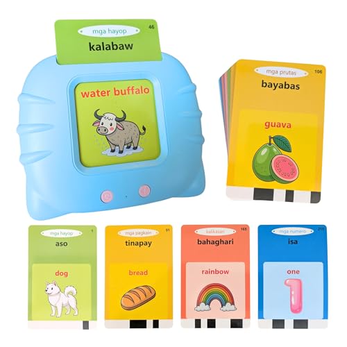 Tagalog Talking Flashcards for Kids & Adults - Animals, Numbers, Colors, Shapes, Fruits, Vegetables, Family & More - 112 Double-Sided Cards, Native Filipino Speaker, English Text - Tot Dojo