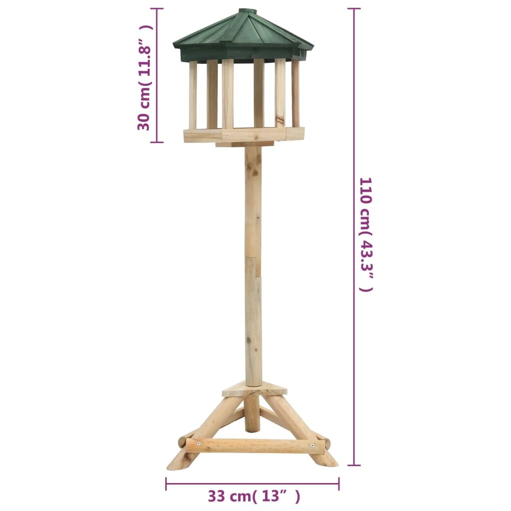 Mangloder Comedero para pájaros con soporte de madera maciza de abeto, 33 x 110 cm, resistente a la intemperie, para jardín, balcón, terraza, comedero abierto para observación de aves silvestres y