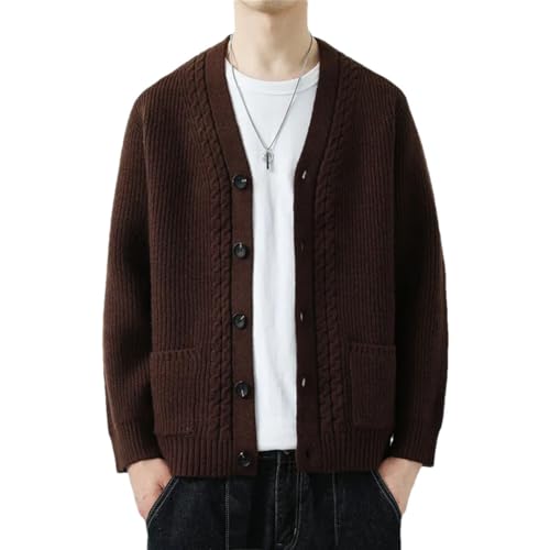 Men's Spring Autumn Knit Cardigan Fit Knitted Sweatercoat Solid V-Neck Sweater