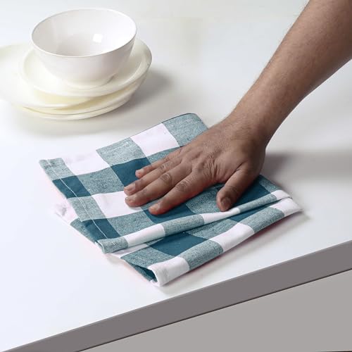 Teal-Buffalo-Check-Plaid-Kitchen-Towels-4-Pack-100-Cotton-16×26-Inches-Super-Absorbent-Quick-Dry-Soft-Dish-Drying-Cleaning-Towels-with-Hanging-Loop-Teal-Green-and-White Teal Buffalo Check Plaid Kitchen Towels 4 Pack 100 Cotton 16×26 Inches Super Absorbent Quick Dry Soft Dish Drying Cleaning Towels with Hanging Loop Teal Green and White