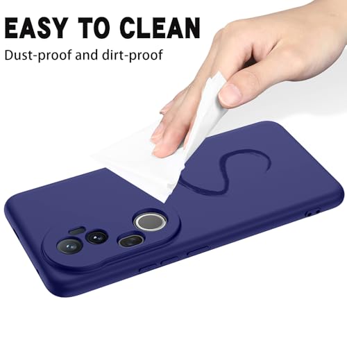 Image of Back Cover for Vivo T4 Ultra 5G | Full Camera Protection | Premium Liquid Silicon Case | Flexible Bumper Case for Vivo T4 Ultra 5G (Dark Blue)