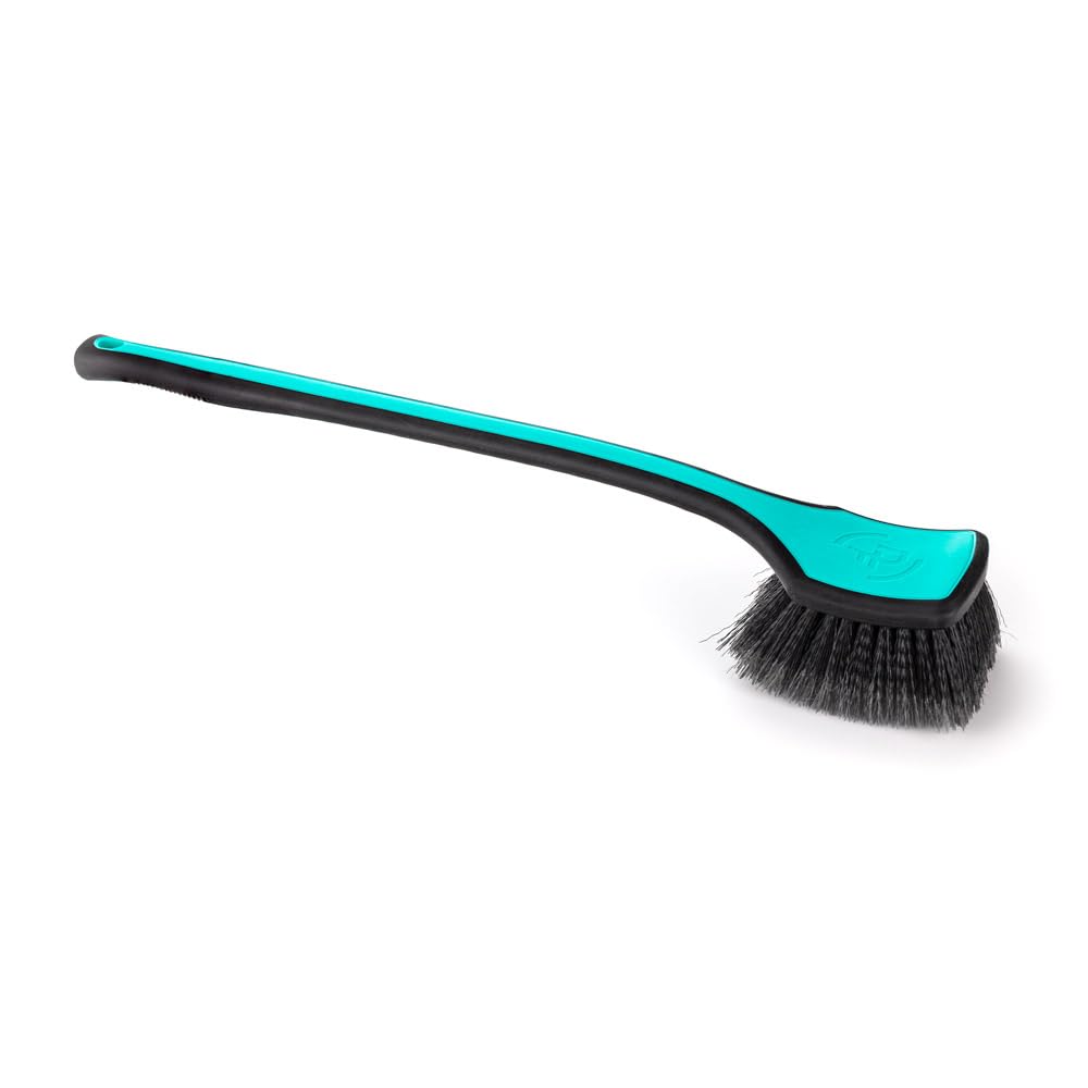 Detail Factory - Fender Well Brush - Ergonomic ProGrip Handle, Stiff Synthetic Bristles, Ergonomic Design, Clean Your Wheel Wells with Ease - Octane Riptide