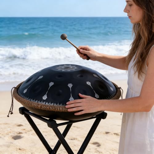 Tambor Handpan negro con 10 notas y patrones miniatura 5