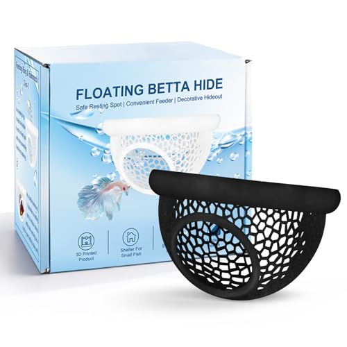Image of Floating Betta Hide & Shrimp Cave - 3D Printed Aquarium Decor, Multi-Functional Hammock, Feeding Ring & Safe Resting Spot for Betta, Shrimp & Small Fish (PLA, Eco-Safe)