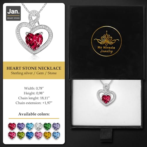 MMJ Platinum Plated Silver Heart Necklace Gift for Women Anniversary Wife Necklace with Heart Pendant Birthstone Necklace Gift for Her Birthday Eternity Jewelry3