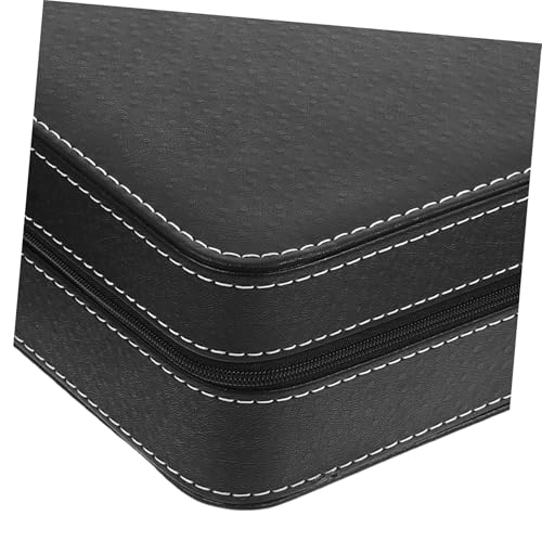 Boîte à montre portable 10 slots cuir noir rétro rangement bureau