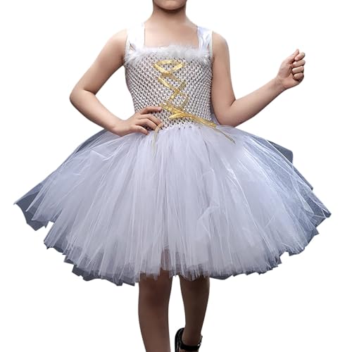 Generisch Vestido de disfraz de ángel, cosplay, escenario, vestido de hada, mono dulce, informal, cómodo, suelto, bonito vestido, Blanco, 8-9 años