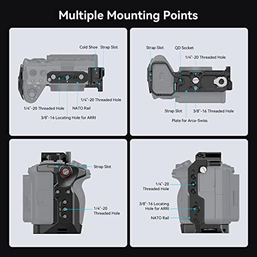 SMALLRIG Cage for Sony FX30 FX3 with HDMI Cable Clamp, Classic Bright Black Surface, Included Cold Shoe and NATO Rail - Image 2