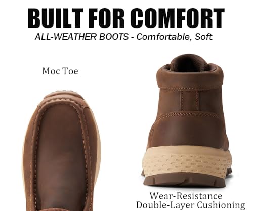Image of SUREWAY Men's Chukka Boots,Lightweight Durability Leather Moc Toe Work Boots,Fashion Hiking,Driving Shoes,Chelsea Boots for All-Weather Comfort (Office,Casual,Dress)